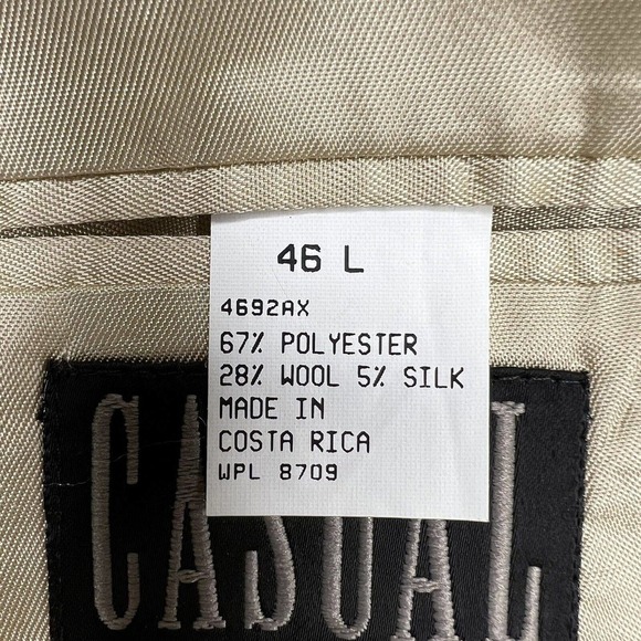 Casual Options Blue Houndstooth Plaid Silk Wool Blend Single Breasted Blazer - Picture 7 of 9